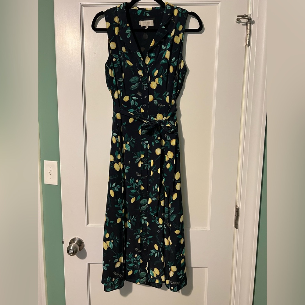 Navy Hobbs London Maxi Dress with Lemon Print